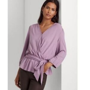 Lauren Ralph Lauren Women's Jersey Peplum Blouse NWT Size XS